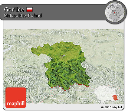 Satellite 3D Map of Gorlice, lighten
