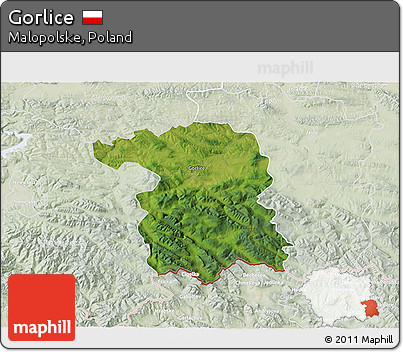 Satellite 3D Map of Gorlice, lighten