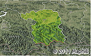 Satellite 3D Map of Gorlice, semi-desaturated
