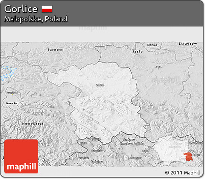 Silver Style 3D Map of Gorlice