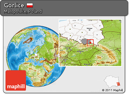 Physical Location Map of Gorlice, highlighted country, highlighted parent region