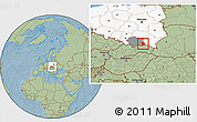 Savanna Style Location Map of Gorlice, highlighted country, highlighted parent region, hill shading