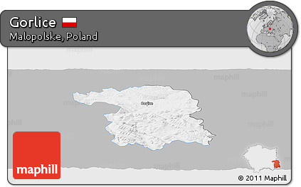 Gray Panoramic Map of Gorlice, single color outside