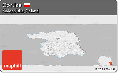 Gray Panoramic Map of Gorlice, single color outside