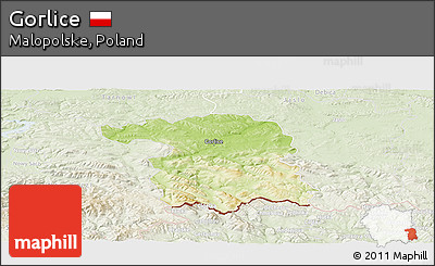 Physical Panoramic Map of Gorlice, lighten
