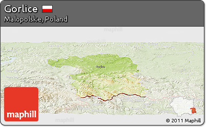 Physical Panoramic Map of Gorlice, lighten