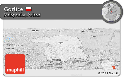 Silver Style Panoramic Map of Gorlice