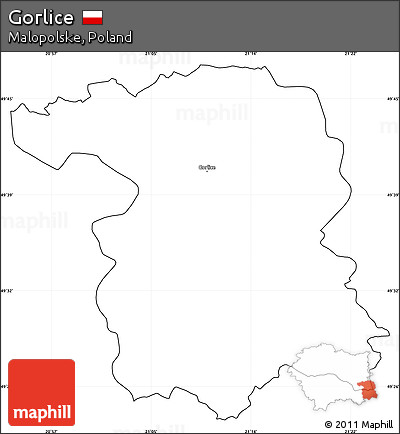 Blank Simple Map of Gorlice, cropped outside
