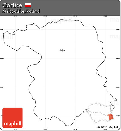 Blank Simple Map of Gorlice, cropped outside