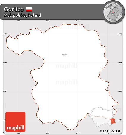 Classic Style Simple Map of Gorlice, cropped outside