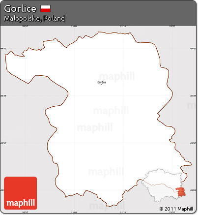 Classic Style Simple Map of Gorlice, cropped outside