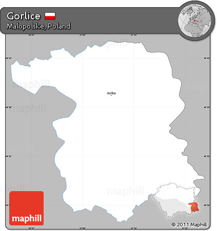Gray Simple Map of Gorlice, single color outside