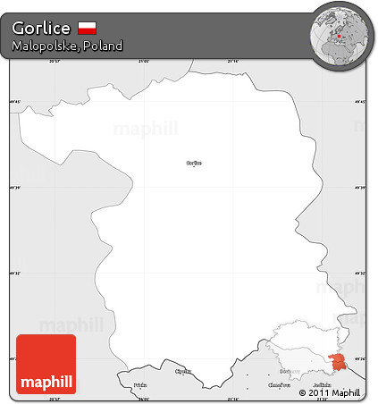 Silver Style Simple Map of Gorlice