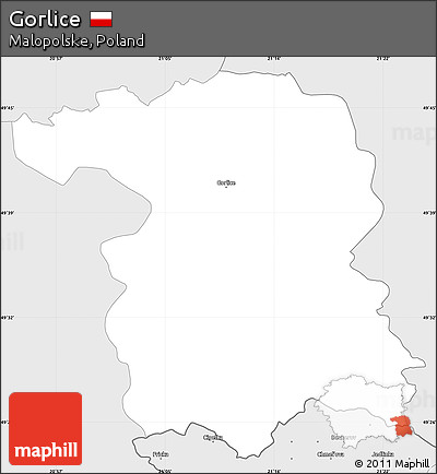 Silver Style Simple Map of Gorlice