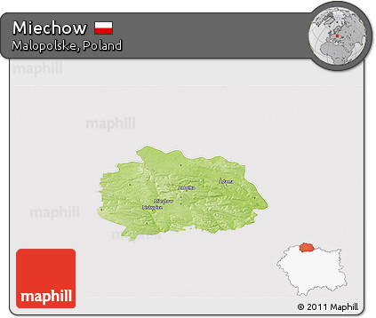 Physical 3D Map of Miechow, cropped outside