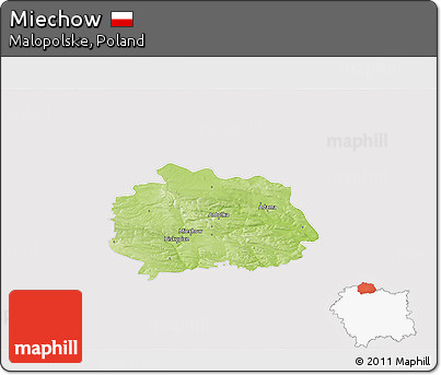 Physical 3D Map of Miechow, cropped outside