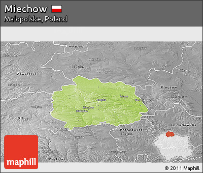 Physical 3D Map of Miechow, desaturated