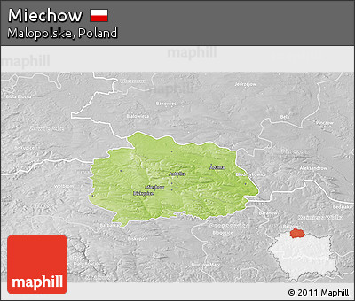 Physical 3D Map of Miechow, lighten, desaturated