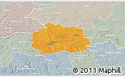 Political 3D Map of Miechow, lighten, semi-desaturated