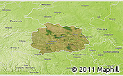 Satellite 3D Map of Miechow, physical outside