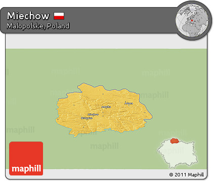 Savanna Style 3D Map of Miechow, single color outside