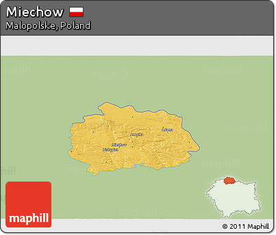 Savanna Style 3D Map of Miechow, single color outside