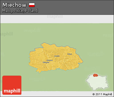 Savanna Style 3D Map of Miechow, single color outside