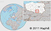 Gray Location Map of Miechow, highlighted country