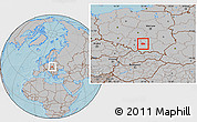 Gray Location Map of Miechow, hill shading