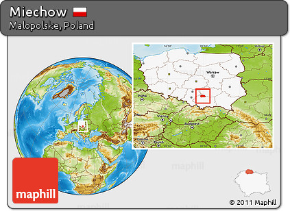 Physical Location Map of Miechow, highlighted country