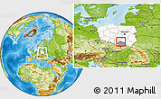 Physical Location Map of Miechow, highlighted country, highlighted parent region, within the entire country