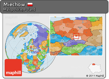 Political Location Map of Miechow, highlighted parent region