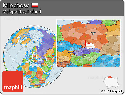 Political Location Map of Miechow, highlighted parent region
