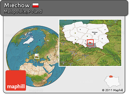 Satellite Location Map of Miechow, highlighted country, highlighted parent region