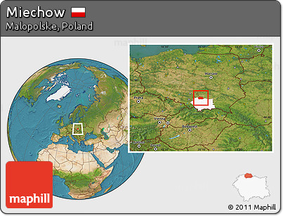 Satellite Location Map of Miechow, highlighted parent region