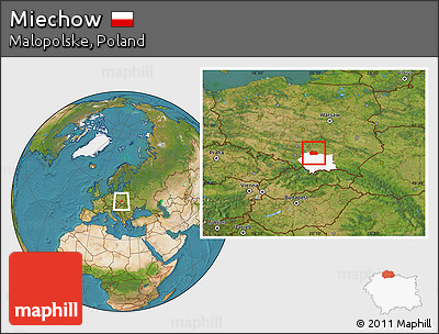 Satellite Location Map of Miechow, highlighted parent region