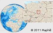 Shaded Relief Location Map of Miechow, highlighted parent region