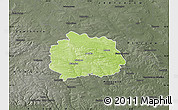 Physical Map of Miechow, darken, semi-desaturated