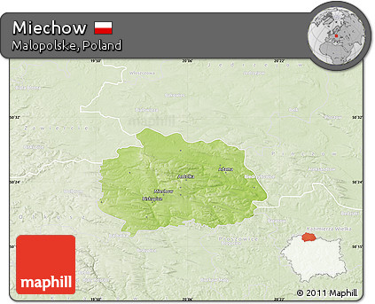 Physical Map of Miechow, lighten