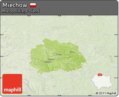 Physical Map of Miechow, lighten