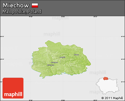 Physical Map of Miechow, single color outside
