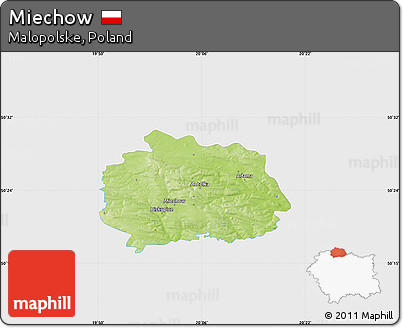Physical Map of Miechow, single color outside