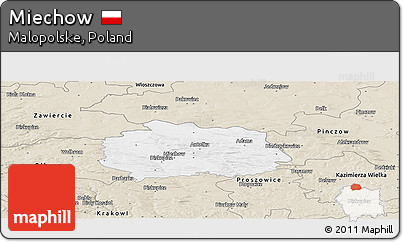 Classic Style Panoramic Map of Miechow