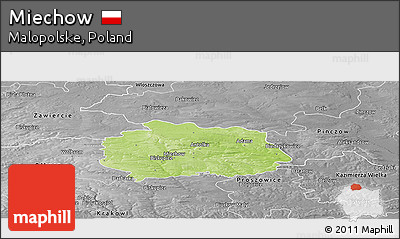 Physical Panoramic Map of Miechow, desaturated