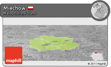 Physical Panoramic Map of Miechow, desaturated