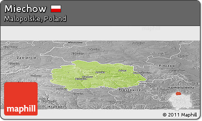 Physical Panoramic Map of Miechow, desaturated