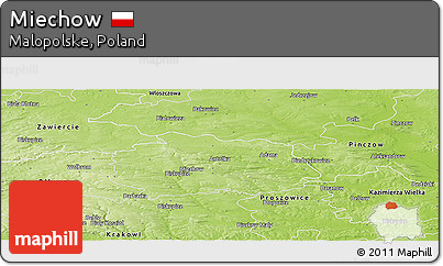 Physical Panoramic Map of Miechow