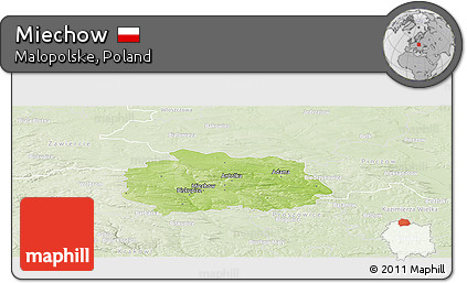 Physical Panoramic Map of Miechow, lighten