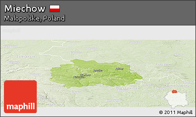 Physical Panoramic Map of Miechow, lighten