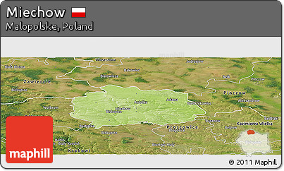 Physical Panoramic Map of Miechow, satellite outside